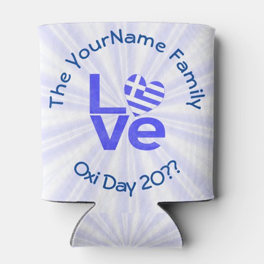 Griechenland Herzenflagge Blaue LIEBE Personalisie Dosenkühler (Rückseite)