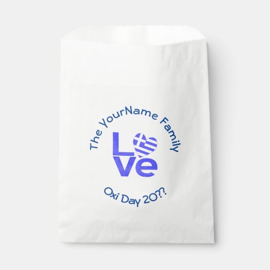 Griechenland Herzenflagge Blaue LIEBE Personalisie Geschenktütchen (Vorderseite)