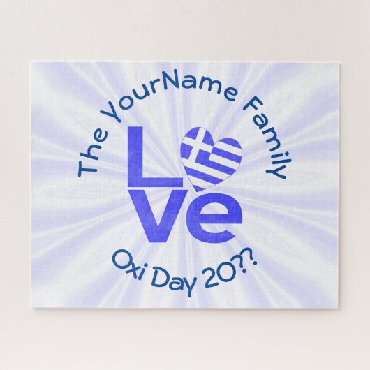 Griechenland Herzenflagge Blaue LIEBE Personalisie Puzzle (Horizontal)