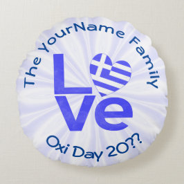 Griechenland Herzenflagge Blaue LIEBE Personalisie Rundes Kissen