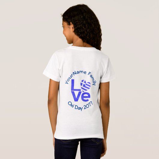 Griechenland Herzenflagge Blaue LIEBE Personalisie T-Shirt (Schwarz voll)