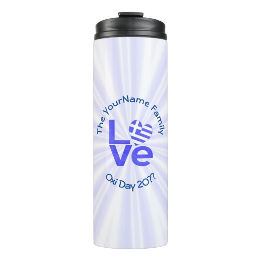 Griechenland Herzenflagge Blaue LIEBE Personalisie Thermosbecher (Vorderseite)