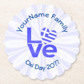 Griechenland Herzenflagge Blaue LIEBE Personalisie Untersetzer (Vorderseite)