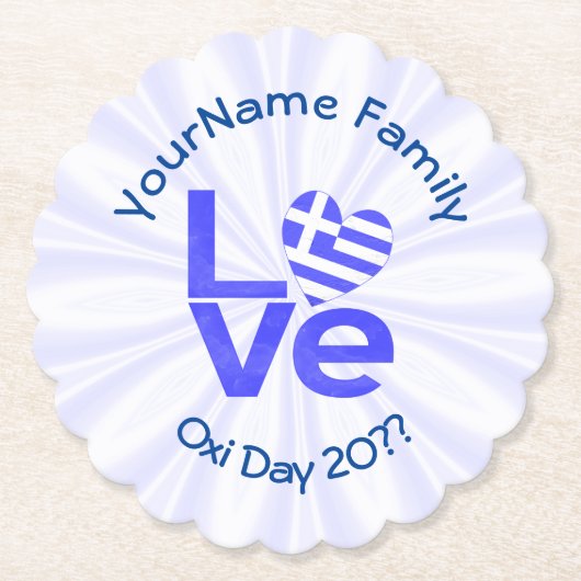 Griechenland Herzenflagge Blaue LIEBE Personalisie Untersetzer (Vorderseite)