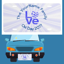 Griechenland Herzenflagge Blaue LIEBE Personalisie US Nummernschild