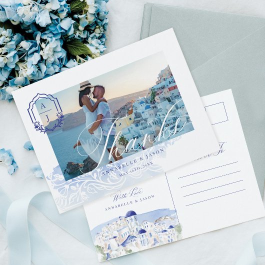 Griechenland Hochzeit Danke, dass Sie Script Monog Postkarte