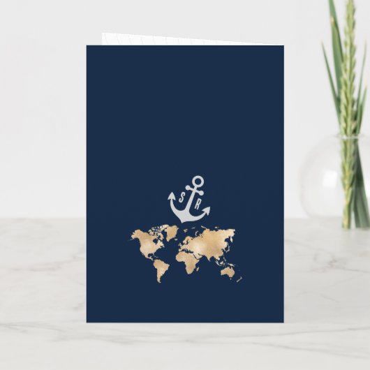 Griechenland Hochzeit in Urlaubsort Passport Map u Einladung (Rückseite)