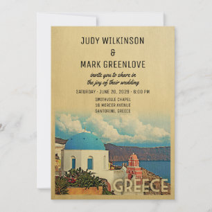 Griechenland Hochzeits-Einladung Vintage Santorini Einladung
