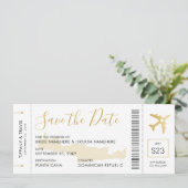Griechenland Hochzeitskarten-Ticket Save the Date (Stehend Vorderseite)