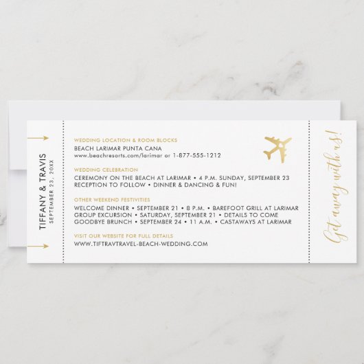 Griechenland Hochzeitskarten-Ticket Save the Date (Rückseite)