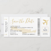 Griechenland Hochzeitskarten-Ticket Save the Date (Vorderseite)