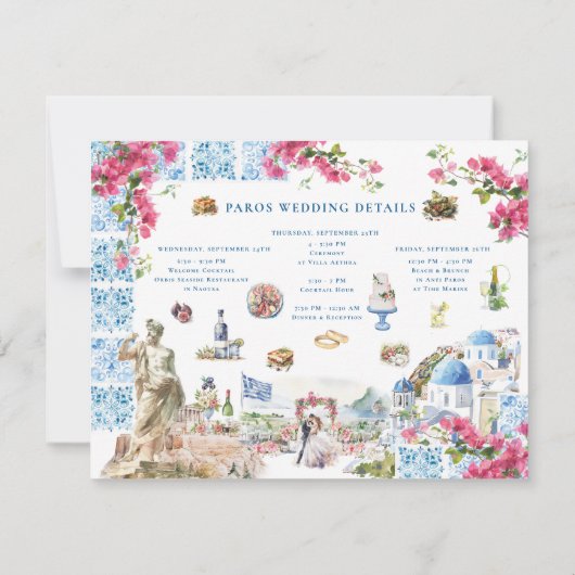 Griechenland Hochzeitswochenende Willkommen digita Einladung (Rückseite)