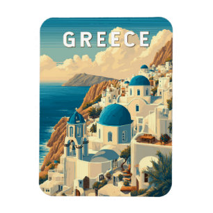 Griechenland Illustration Reise Kunst Vintage Magnet