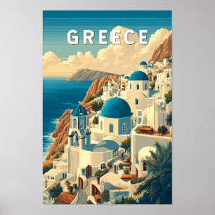Griechenland Illustration Reise Kunst Vintage Poster
