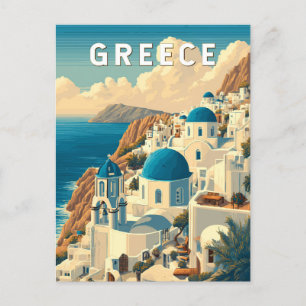 Griechenland Illustration Reise Kunst Vintage Postkarte