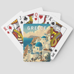 Griechenland Illustration Reise Kunst Vintage Spielkarten