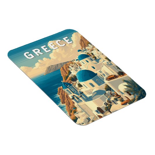 Griechenland Illustration Travel Art Vintag Magnet (Rechte Seite)