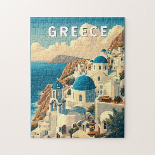 Griechenland Illustration Travel Art Vintag Puzzle (Vertikal)