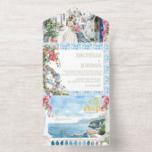 Griechenland | Illustrierte mediterrane Hochzeit All-in-One-Einladung (Innenseite)