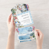 Griechenland | Illustrierte mediterrane Hochzeit All In One Einladung (Abreißen)