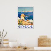 Griechenland, Insel Mykonos, Windmühle am Meer Poster (Küche)