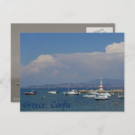 Griechenland, Korfu, AltLeuchtturm, Postkarte (Vorne/Hinten)