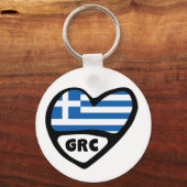Griechenland Ländercode Flag Herzklingeln, GRC Schlüsselanhänger (Vorderseite)