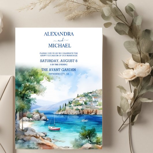 Griechenland Landschaft Santorini Hochzeit Einladung