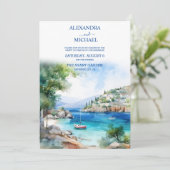 Griechenland Landschaft Santorini Hochzeit Einladung (Stehend Vorderseite)