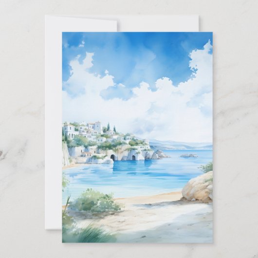 Griechenland Landschaft Santorini Hochzeit Einladung (Rückseite)