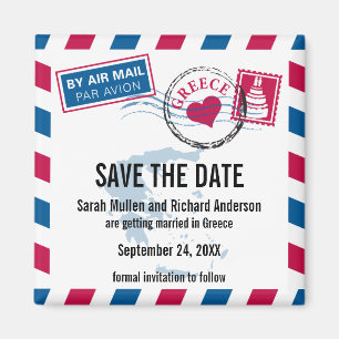 Griechenland-Luftpost, die Save the Date Wedding Magnet