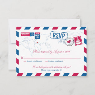 Griechenland Luftpost Hochzeitsantwort RSVP Karte