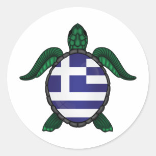 Griechenland-Meeresschildkrötenflagge Runder Aufkleber