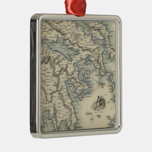 Griechenland mit Einfügungskarten von Korfu und Silbernes Ornament (Rechts)