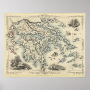 Griechenland mit Karten für Korfu und Stampalia Poster