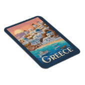 Griechenland Mykonos Illustration Travel Art Vinta Magnet (Rechte Seite)