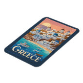 Griechenland Mykonos Illustration Travel Art Vinta Magnet (Linke Seite)