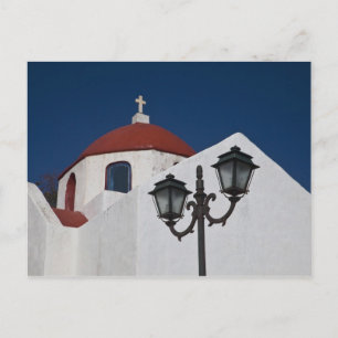 Griechenland, Mykonos, Kapelle mit roter Kuppel un Postkarte