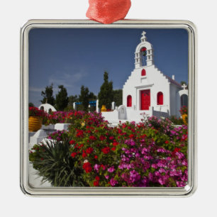 Griechenland, Mykonos, Niedliche kleine Kapelle Silbernes Ornament