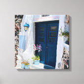 Griechenland Oia Santorini Blue Door White Leinwanddruck (Vorderseite)