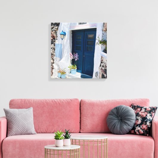 Griechenland Oia Santorini Blue Door White Leinwanddruck (Insitu (Wohnzimmer))