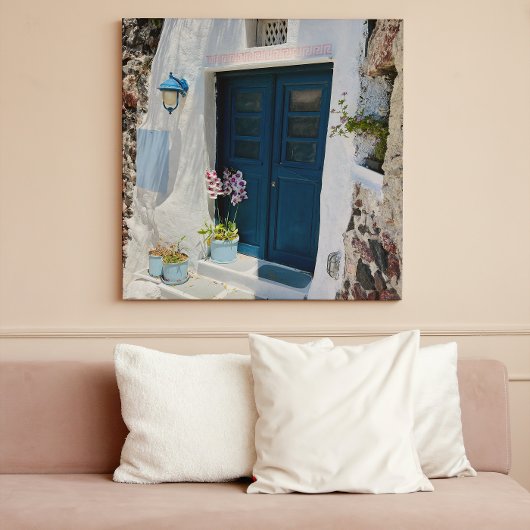 Griechenland Oia Santorini Blue Door White Leinwanddruck