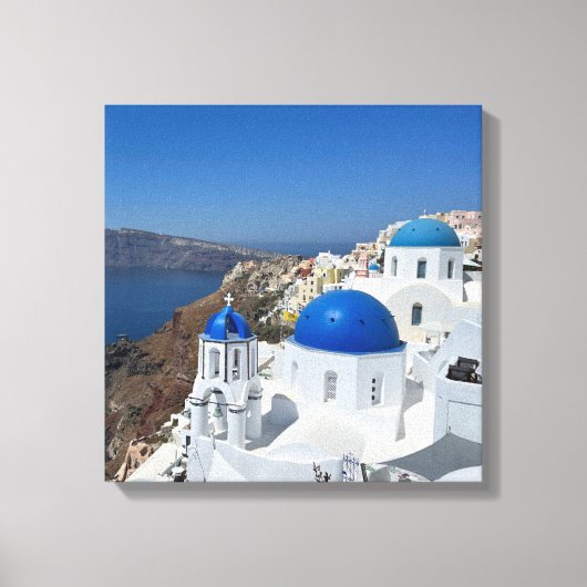 Griechenland Oia Santorini Urlaub am Blauen Dom Leinwanddruck (Vorderseite)