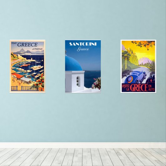 Griechenland: Oldtimer-Plakate Bilderwand Sets (Holzboden)