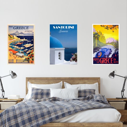 Griechenland: Oldtimer-Plakate Bilderwand Sets (Schlafzimmer)