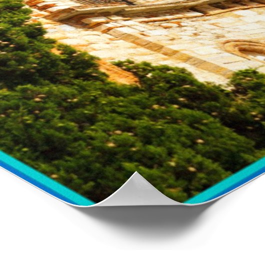 Griechenland - orthodoxe griechische Kirche mit Pa Poster (Ecke)