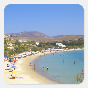 Griechenland, Paros Island, Krios Beach von oben Quadratischer Aufkleber