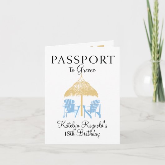 Griechenland Pass Geburtstagsreise vorhanden Einladung (Vorderseite)