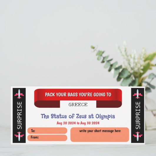 Griechenland Reisegutschein (Stehend Vorderseite)