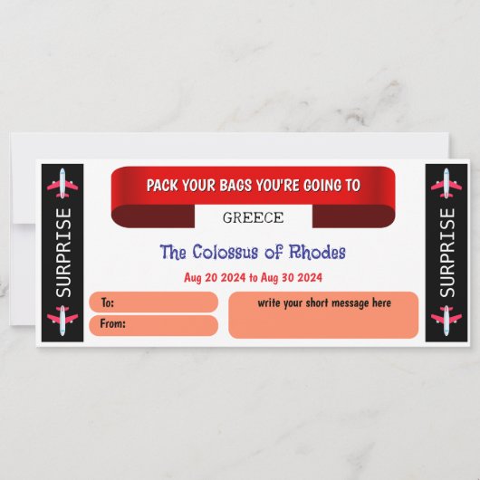 Griechenland Reisegutschein (Vorderseite)